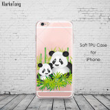 Cute Cartoon Animal Panda Case For Iphone SE 5 5S 6 6S 7 Plus Transparent Silicone Phone Back Cover Coque