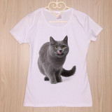 Cute British shorthair cat T-Shirt Summer Women Girl Friend Gift t-shirt felinae Printed T Shirt Harajuku Tops funny female Tee