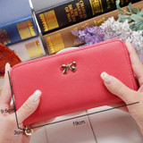 Cute Bowknot Women Long Wallet Pure Color Clutch Bag Purse Phone Card Holder Bag Wallet Cute Bowknot Women Long Wallet Pure Color Clutch Bag Purse Phone Card Holder Bag Wallet
