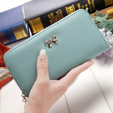 Cute Bowknot Women Long Wallet Pure Color Clutch Bag Purse Phone Card Holder Bag Wallet Cute Bowknot Women Long Wallet Pure Color Clutch Bag Purse Phone Card Holder Bag Wallet