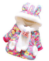 Cute Baby Warm Coat Girls Boys Parkas Rabbit Baby Winter Jacket Thick Cotton-Padded Outerwear Infant Snow Wear Coat Snow Wear