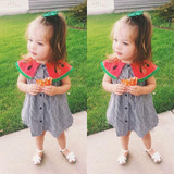 Cute Baby Girls Infant Watermalons Plaid Dress Princess Wedding Summer Party Casual Dress
