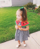 Cute Baby Girls Infant Watermalons Plaid Dress Princess Wedding Summer Party Casual Dress