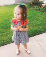 Cute Baby Girls Infant Watermalons Plaid Dress Princess Wedding Summer Party Casual Dress
