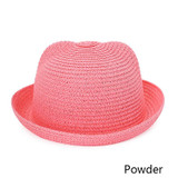 Cute Baby Girl Straw Hat Ear Summer Bucket Hat For Children Solid Color Boy Beach Hats Summer Beach Sun Cap For Kids