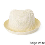 Cute Baby Girl Straw Hat Ear Summer Bucket Hat For Children Solid Color Boy Beach Hats Summer Beach Sun Cap For Kids