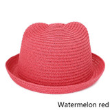 Cute Baby Girl Straw Hat Ear Summer Bucket Hat For Children Solid Color Boy Beach Hats Summer Beach Sun Cap For Kids