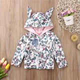 Cute Baby Girl Floral Coats Winter Fall Jackets For Girls Infant 3D Long Rabbit Ear Jacket 2018 New Warm Hooded Coat Outerwear