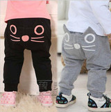 Cute Baby Boys Girls Cat Print Pants Bottoms Baby Kids Boys Girls Pants Cotton Warm Clothing Trousers 3-24M