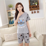 Nightgown For Women 2017 Woman Pajamas Sets Hot Summer Short Sleeve Thin Cotton Home Wear Cartoon Print Cute Loose Sleepwear