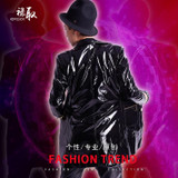 Nightclub dj Korean men's clothing patent leather jackets Plus Size coat bar rock men singer stage costumes Slim Casual Outwear