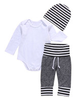 Newborn Toddler Kids Baby Boys Girls Clothes Set Outfit T-shirt Hat Tops Pants 3PCS Casual Set Clothes