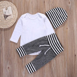 Newborn Toddler Kids Baby Boys Girls Clothes Set Outfit T-shirt Hat Tops Pants 3PCS Casual Set Clothes