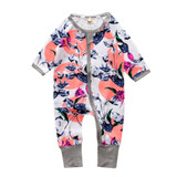 Newborn Toddler Infant Baby Girls Floral Clothing Zipper Cute Romper Jumpsuit Long Sleeve Outfit Clothes