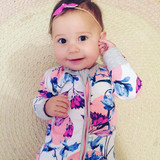 Newborn Toddler Infant Baby Girls Floral Clothing Zipper Cute Romper Jumpsuit Long Sleeve Outfit Clothes