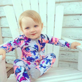 Newborn Toddler Infant Baby Girls Floral Clothing Zipper Cute Romper Jumpsuit Long Sleeve Outfit Clothes