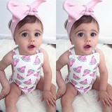 Newborn Toddler Infant Baby Girl Watermelon Sleeveless Romper Jumpsuit +Headband Outfit Sunsuit Clothes