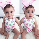 Newborn Toddler Infant Baby Girl Watermelon Sleeveless Romper Jumpsuit +Headband Outfit Sunsuit Clothes
