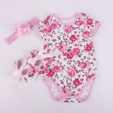 Newborn Toddler Infant Baby Girl Romper Shoe Hairband 3Pcs Outfits Set Clothes New Arrival Girls Rompers