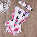 Newborn Toddler Infant Baby Girl Clothes Summer Sleeveless Floral Romper Jumpsuit+Headband Clothes Baby Outfit Sunsuit