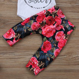 Newborn Toddler Baby Girls Tops Romper Flower Pants 3Pcs Outfits Set Clothes