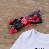Newborn Toddler Baby Girls Tops Romper Flower Pants 3Pcs Outfits Set Clothes