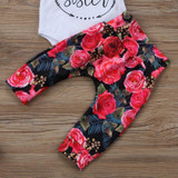 Newborn Toddler Baby Girls Tops Romper Flower Pants 3Pcs Outfits Set Clothes