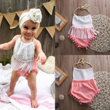 Newborn Toddler Baby Girls Tassels Strap Romper Jumpsuit Outfit Clothes baby girl romper baby jumpsuit newborn clothing 2016