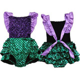 Newborn Toddler Baby Girl Sequins Mermaid Romper Jumpsuit Sunsuit One-Pieces Outfits 0-24M