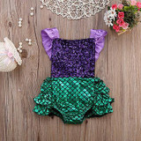 Newborn Toddler Baby Girl Sequins Mermaid Romper Jumpsuit Sunsuit One-Pieces Outfits 0-24M