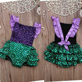 Newborn Toddler Baby Girl Sequins Mermaid Romper Jumpsuit Sunsuit One-Pieces Outfits 0-24M
