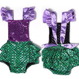 Newborn Toddler Baby Girl Sequins Mermaid Romper Jumpsuit Sunsuit One-Pieces Outfits 0-24M