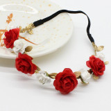 Newborn Rose Flower Garland Chic Wedding Flower Kids Headband Elastic Hairband Crown Wreath Headdress Tiara Hair Accessorie
