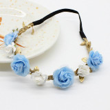 Newborn Rose Flower Garland Chic Wedding Flower Kids Headband Elastic Hairband Crown Wreath Headdress Tiara Hair Accessorie