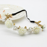 Newborn Rose Flower Garland Chic Wedding Flower Kids Headband Elastic Hairband Crown Wreath Headdress Tiara Hair Accessorie