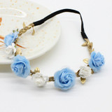 Newborn Rose Flower Garland Chic Wedding Flower Kids Headband Elastic Hairband Crown Wreath Headdress Tiara Hair Accessorie