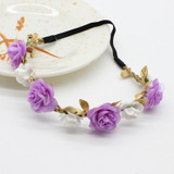 Newborn Rose Flower Garland Chic Wedding Flower Kids Headband Elastic Hairband Crown Wreath Headdress Tiara Hair Accessorie