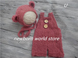 newborn photography props mohair Bear hat and mohair pants
