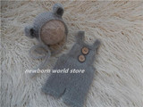 newborn photography props mohair Bear hat and mohair pants