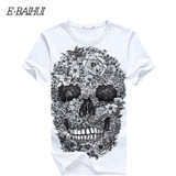 E-BAIHUI brand mens short t shirts Skull 3d t shirt men Hip Hop Men T-shirt Casual tops tees Swag marcelo burlon t-shirts Y049
