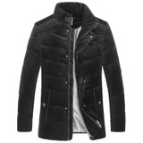E-artist Men's Velvet Duck Down Jackets Coats Slim Fit Business Casual Male Parkas Outwear Overcoat for Winter Plus Size 5XL Y41