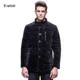 E-artist Men's Stand Velvet Duck Down Jackets Coat Male Business Casual Warm Parka Outwear Overcoat for Winter Plus Size 5XL Y36