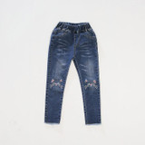 DZIECKO Girls Jeans Spring 2018 Fashion Cartoon Cat Girls Jeans Pants Autumn Children Pencil Pants Kids Trousers Girls Clothes