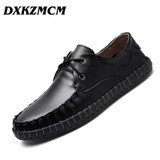 DXKZMCM Men Casual Shoes Genuine Leather Lace On Manual suture Driving Shoes Men Moccasins Loafers