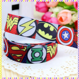 DUWES New 7/8'' Free shipping super heros printed grosgrain ribbon hair bow headwear party decoration wholesale OEM 22mm H2970