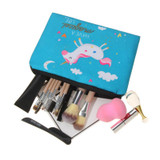 Jom Tokoy 2017 New blue unicorn Simple Square Cosmetic Bag 3D Printed Polyester Travell Makeup bags