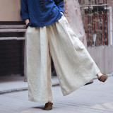 Johnature Women Wide Leg Pants Elastic Waist Loose 2017 Spring Casual Trouser Cotton Linen Vintage Brief Plus Size Women Pants