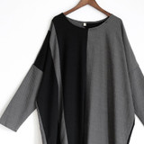 Johnature Women Vintage Dress Autumn 2017 New Cotton Striped Asymmetry Comfortably Soft O-Neck Batwing Sleeve Loose Dresses