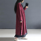 Johnature Women Trench Coats V-Neck Cotton Linen Vintage 2017 Autumn Original Fashion Loose 3 Colour Thicken High Quality Trench