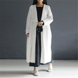 Johnature Women Trench Coats V-Neck Cotton Linen Vintage 2017 Autumn Original Fashion Loose 3 Colour Thicken High Quality Trench
